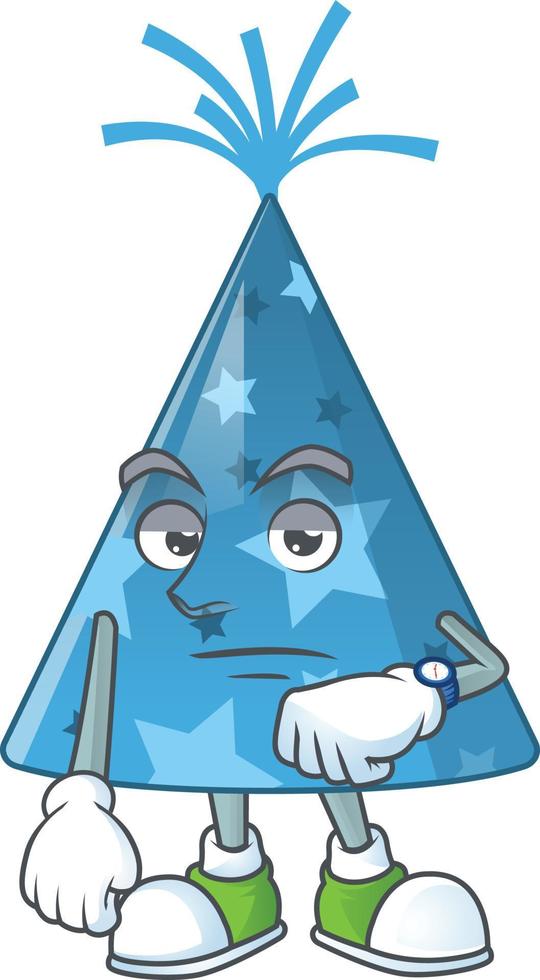 Cartoon character of blue party hat vector