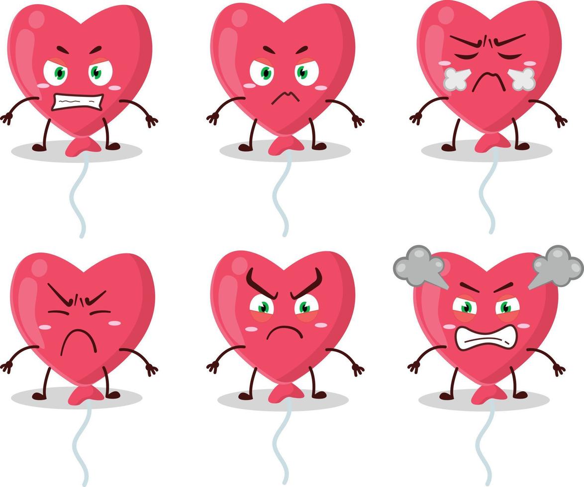 Red love balloon cartoon character with various angry expressions vector