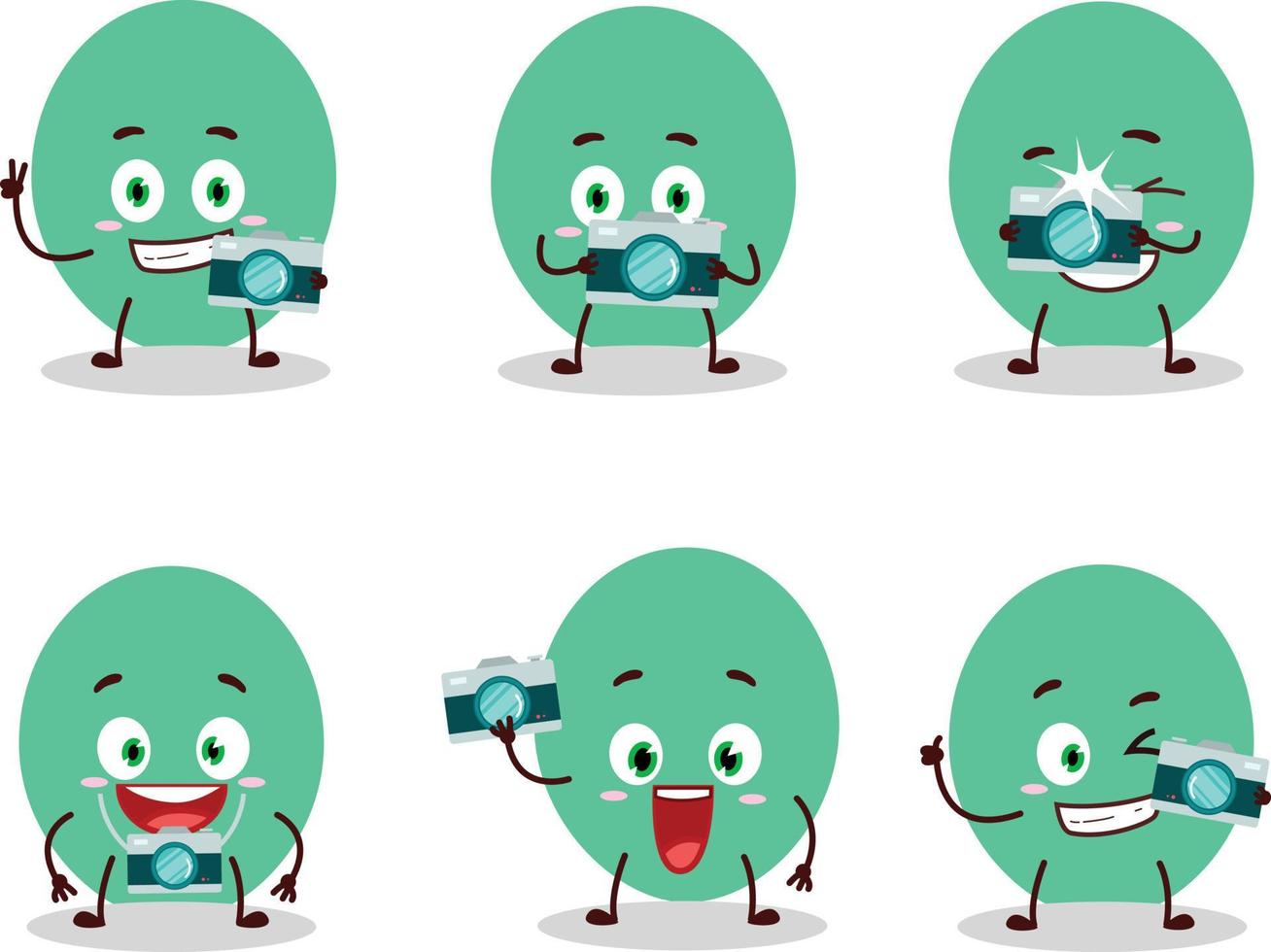 Photographer profession emoticon with green balloon cartoon character vector