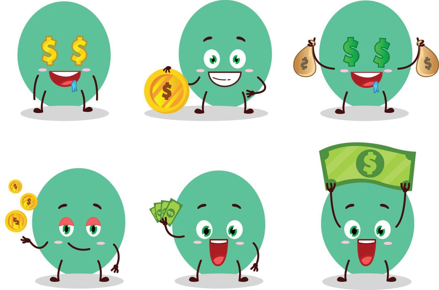 Green balloon cartoon character with cute emoticon bring money vector