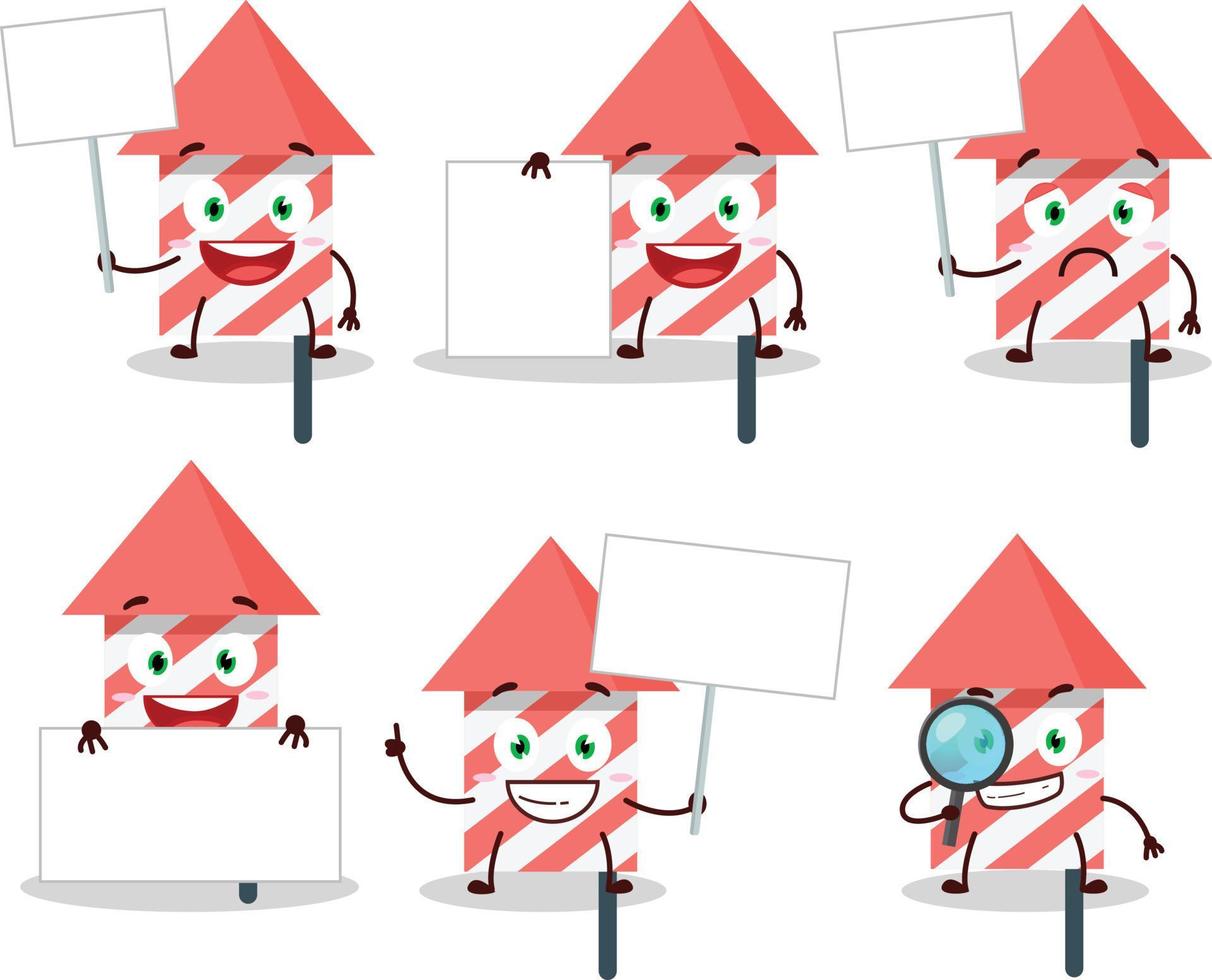 Fire cracker cartoon character bring information board vector
