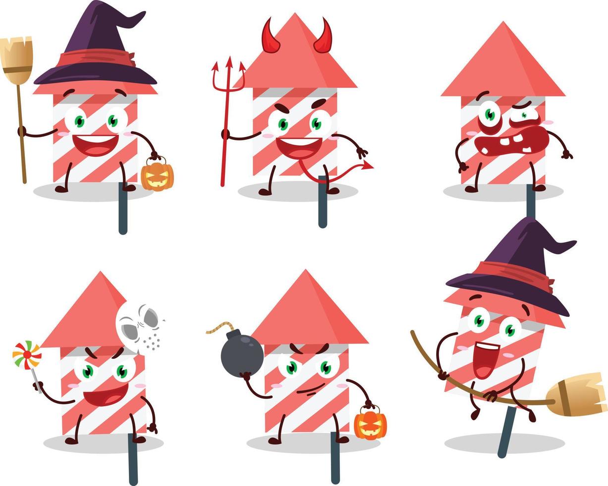 Halloween expression emoticons with cartoon character of fire cracker vector
