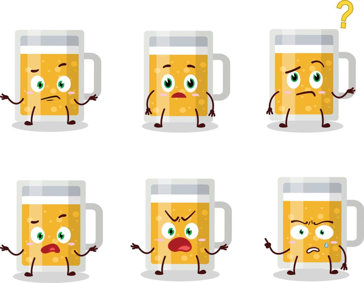 Cartoon character of mug of beer with what expression vector