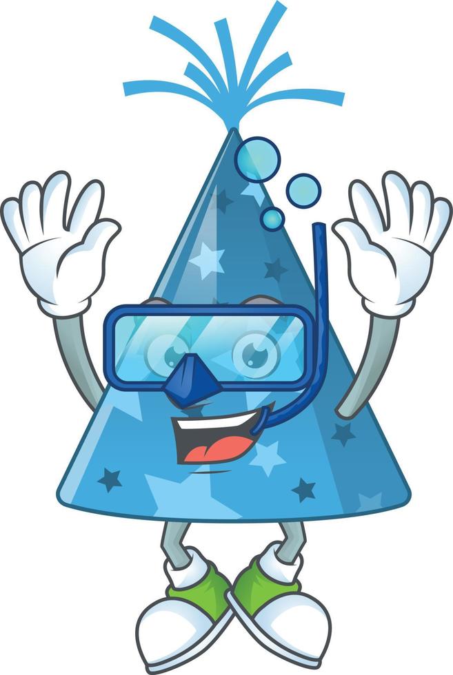 Cartoon character of blue party hat vector