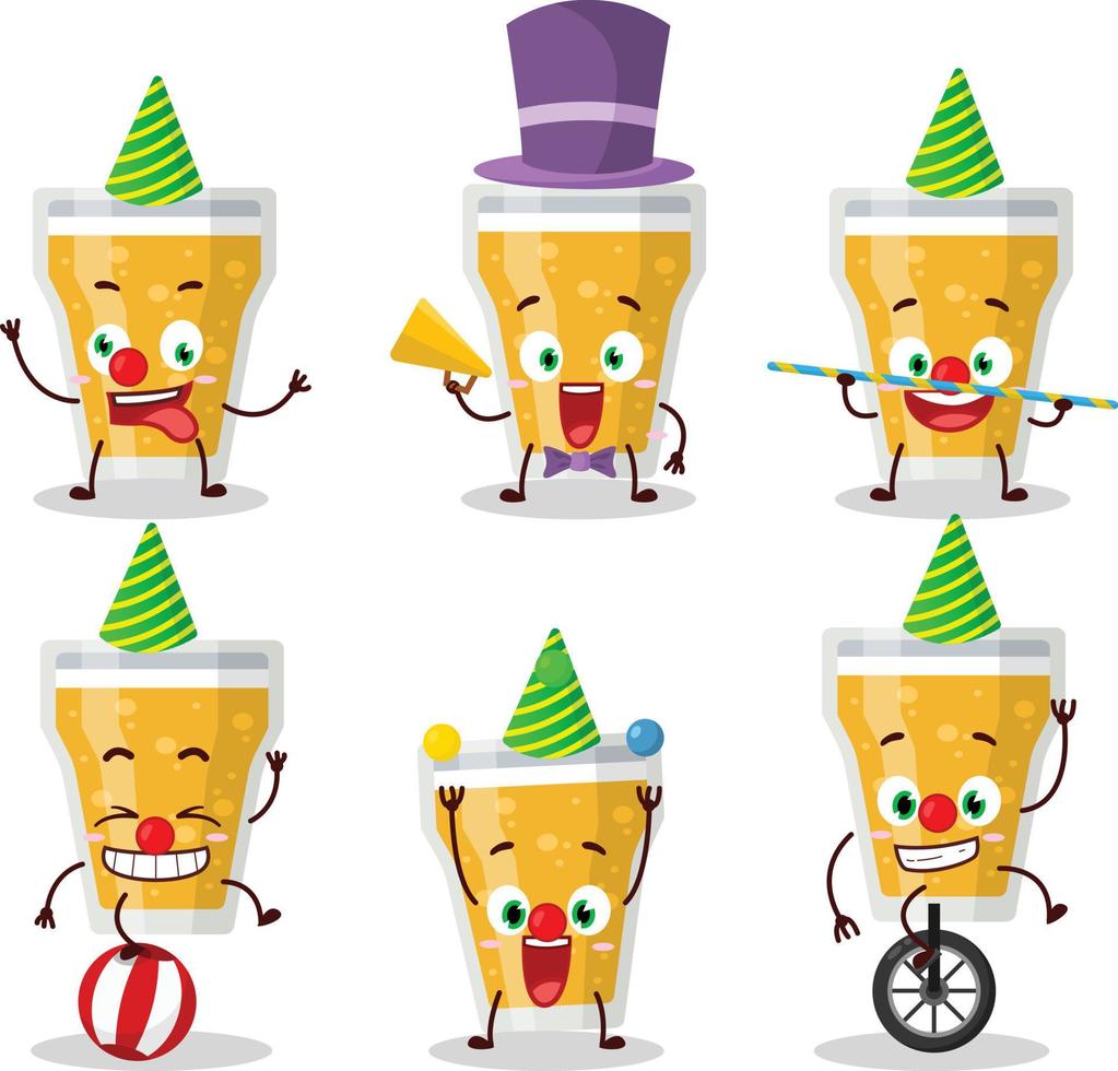 Cartoon character of glass of beer with various circus shows vector