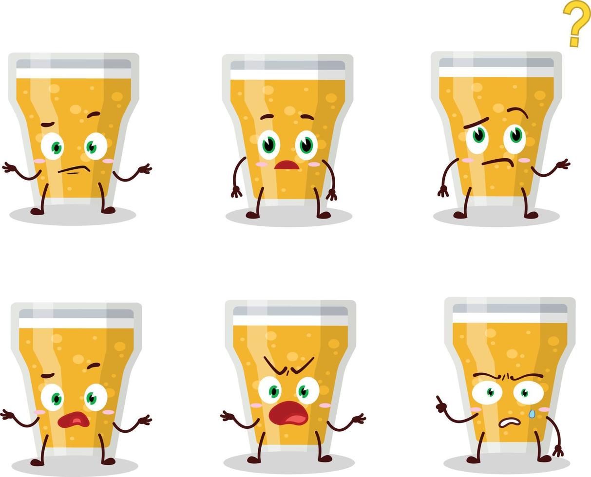 Cartoon character of glass of beer with what expression vector