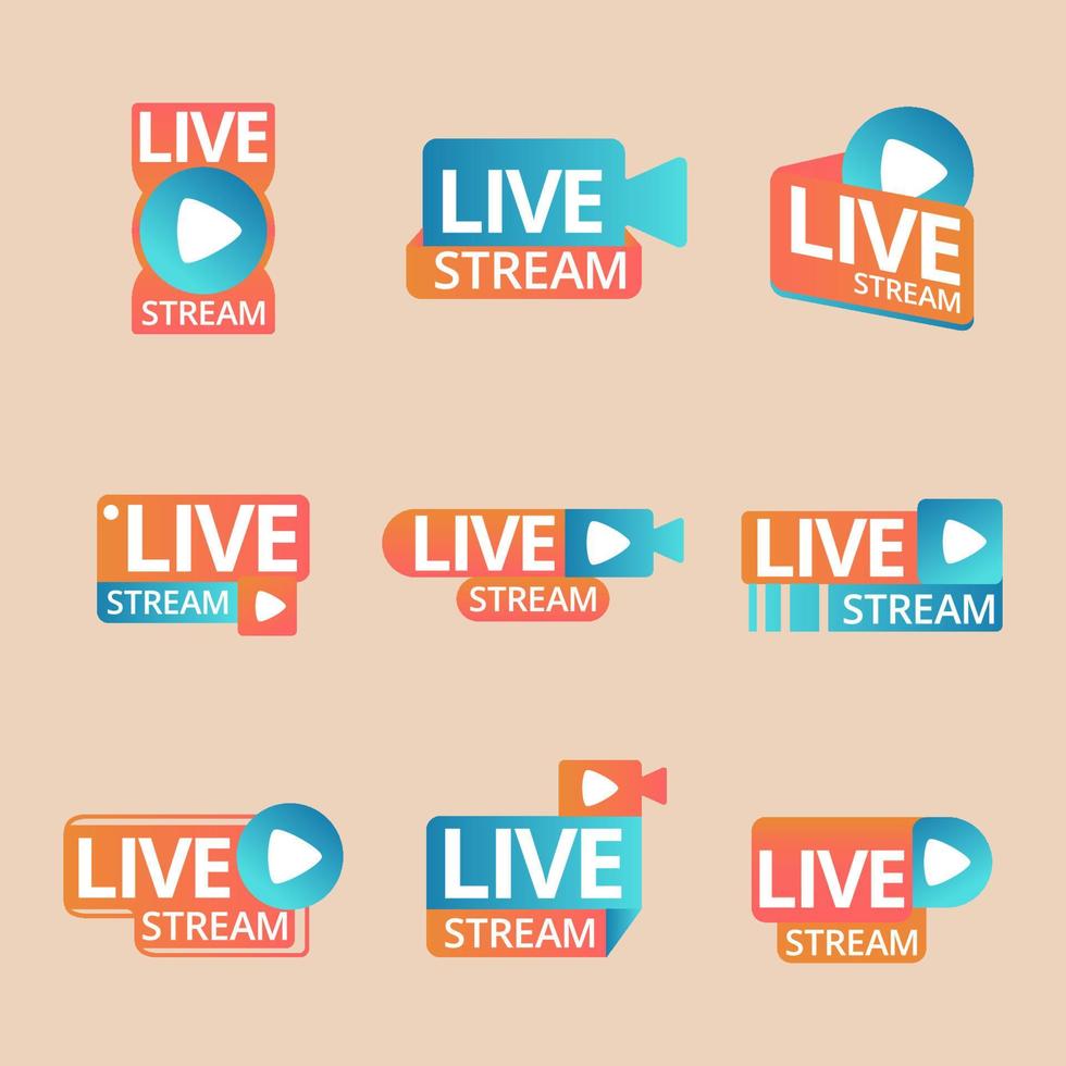 Live Streaming Badges Collection vector