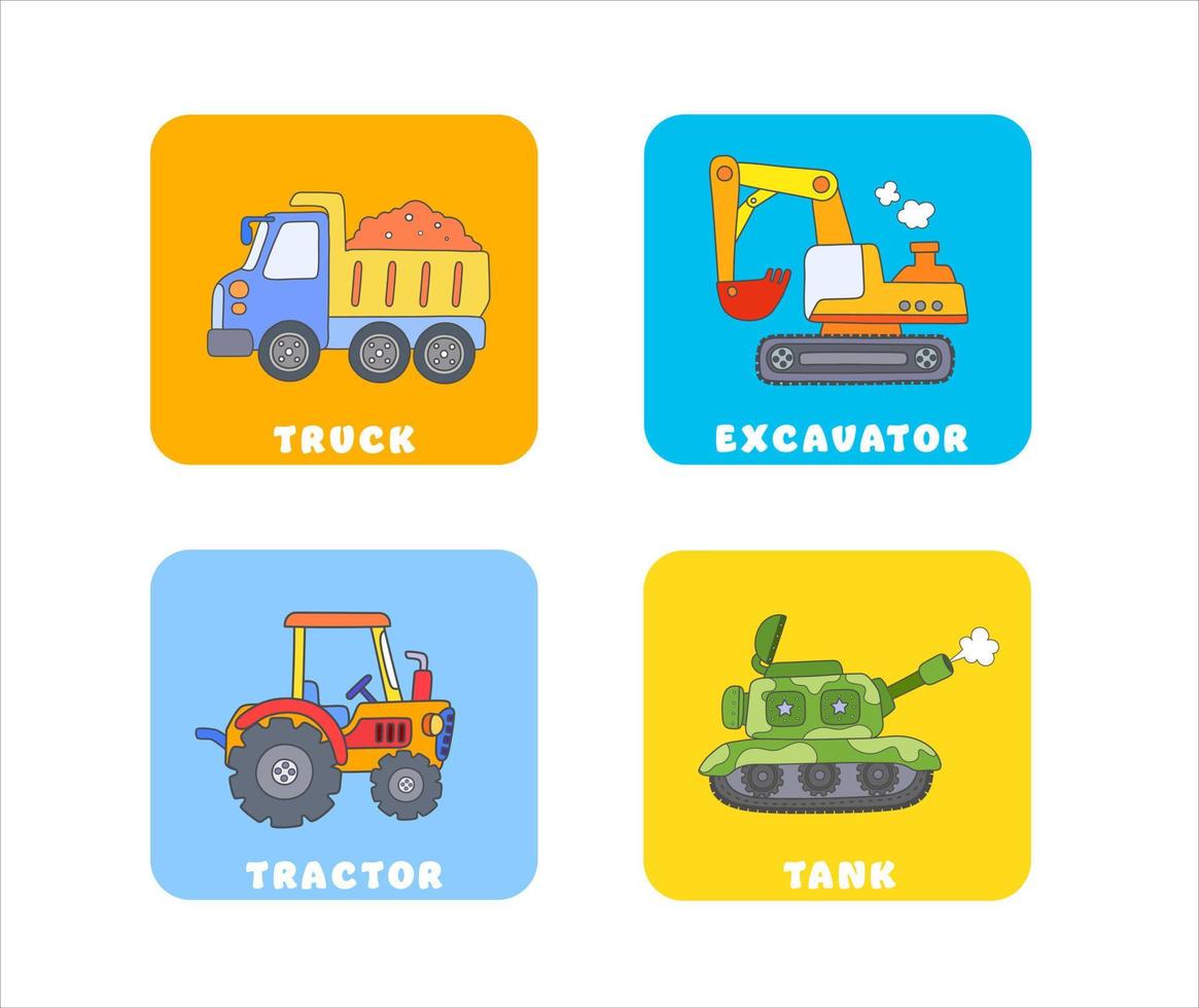 Vector cute set of vehicle, vehicle isolates in cartoon flat style.