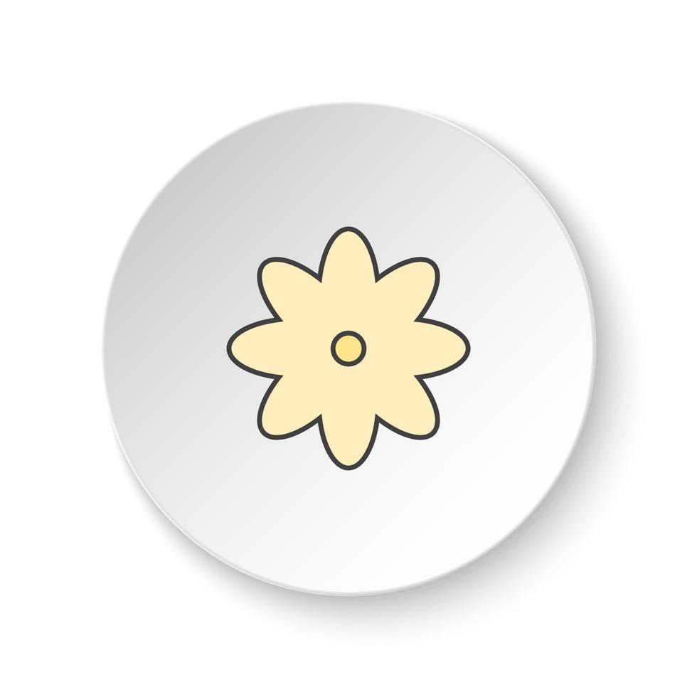 Round button for web icon, Flower. Button banner round, badge interface for application illustration on white background vector