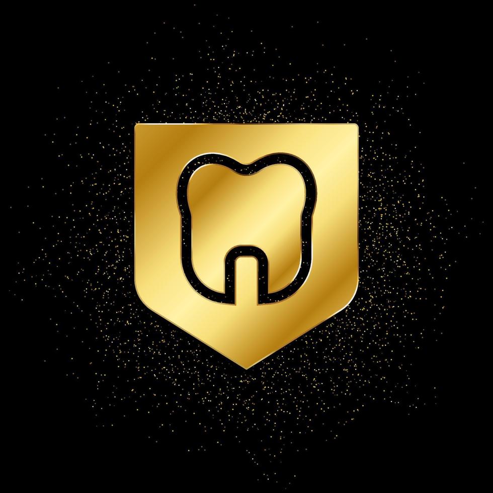 dental, seguro, proteger, diente oro, icono. vector ilustración de dorado partícula antecedentes . vector oro antecedentes