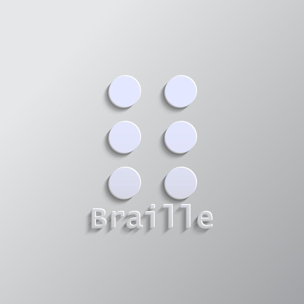 Braille paper style, icon. Grey color vector background- Paper style vector icon.