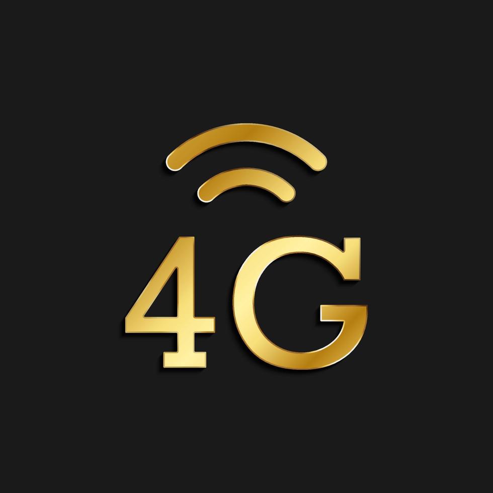 4g, signal gold icon. Vector illustration of golden style icon on dark background