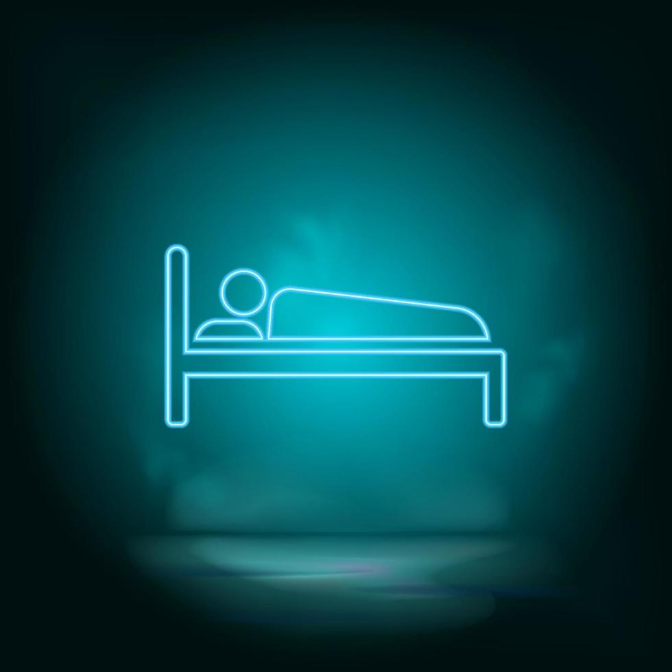 Man, sleep blue neon vector icon. Simple element illustration from map and navigation concept. Man, sleep blue neon vector icon. Real estate concept vector illustration. on white background