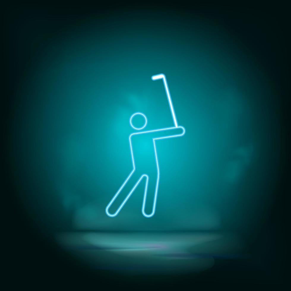 Man, golf, playing blue neon vector icon. Simple element illustration from map and navigation concept. Man, golf, playing blue neon vector icon. Real estate concept vector illustration.