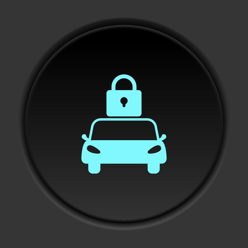 Dark button flat icons on round backgrounds. Building construction insurance dark circle vector icon on darken background