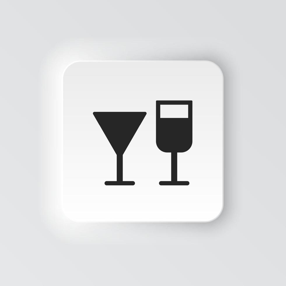 Rectangle button icon Wine glasses. Button banner Rectangle badge interface for application illustration on neomorphic style on white background vector