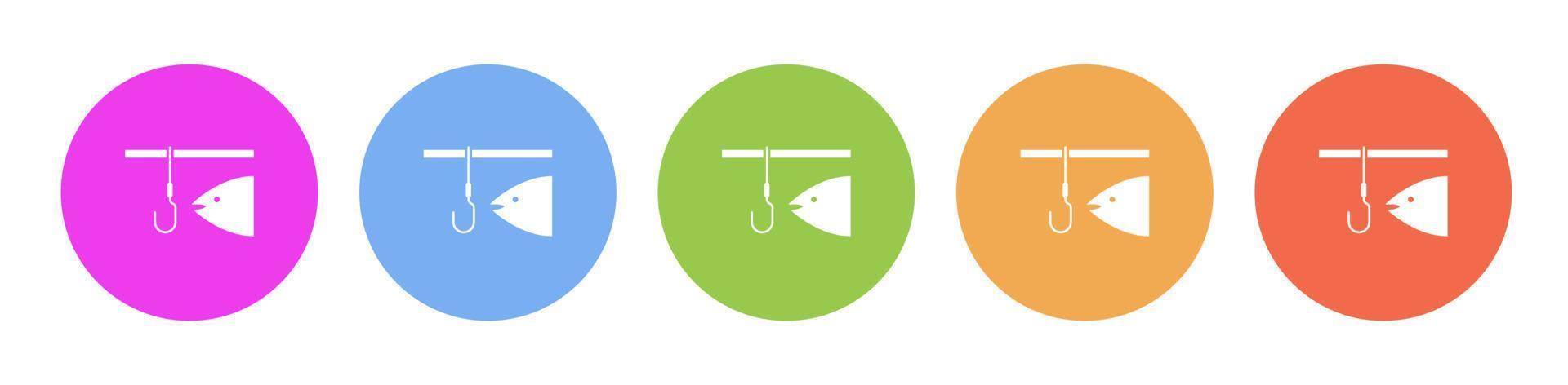 Multi colored flat icons on round backgrounds. Fishing multicolor circle vector icon on white background