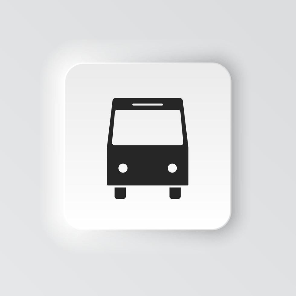 Rectangle button icon Bus. Button banner Rectangle badge interface for application illustration on neomorphic style on white background vector