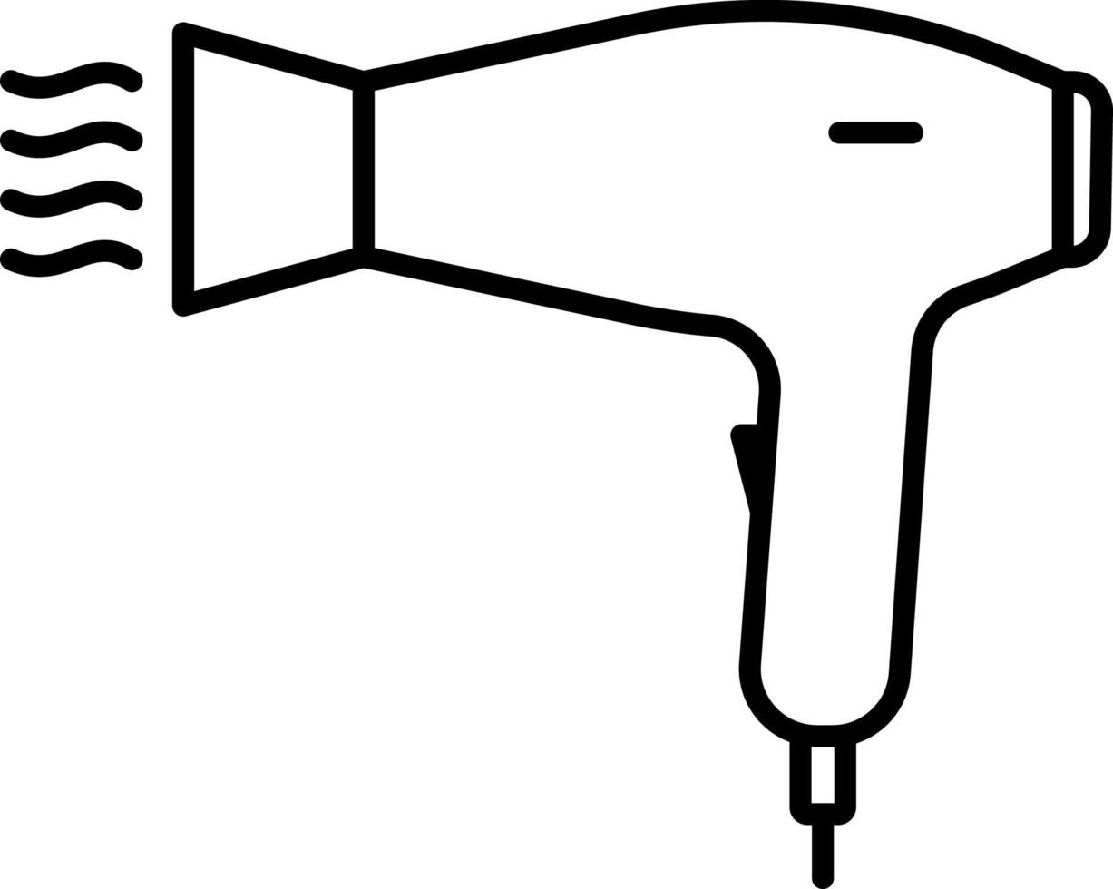 Dryer, hair, hairdryer vector icon on transparent background. Outline