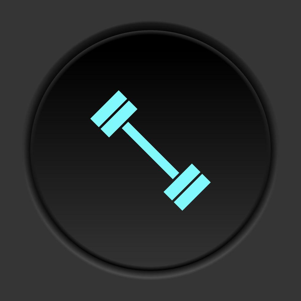 Round button icon Dumbbell. Button banner round badge interface for application illustration on dark background vector