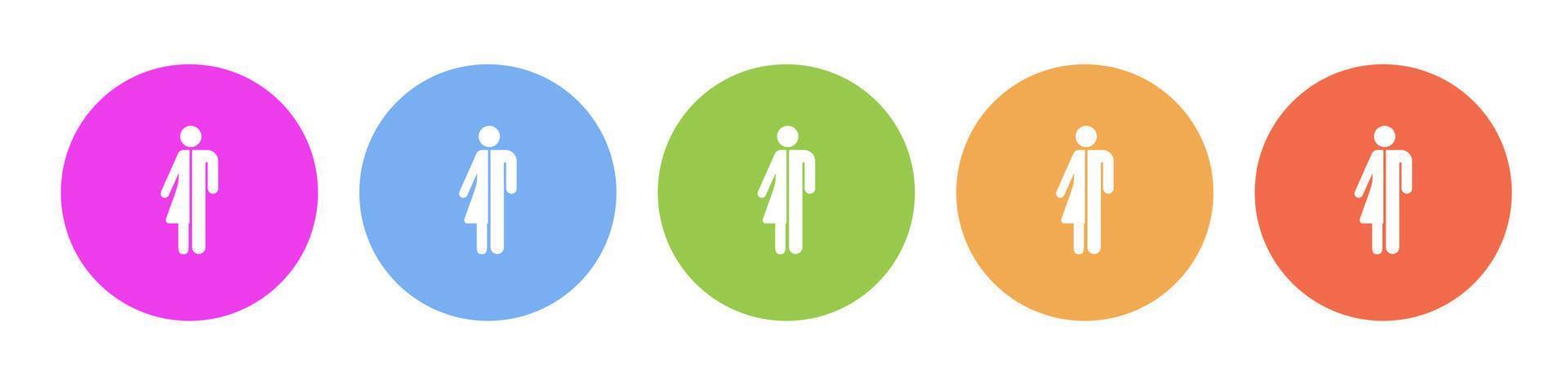 Multi colored flat icons on round backgrounds. Woman, man multicolor circle vector icon on white background