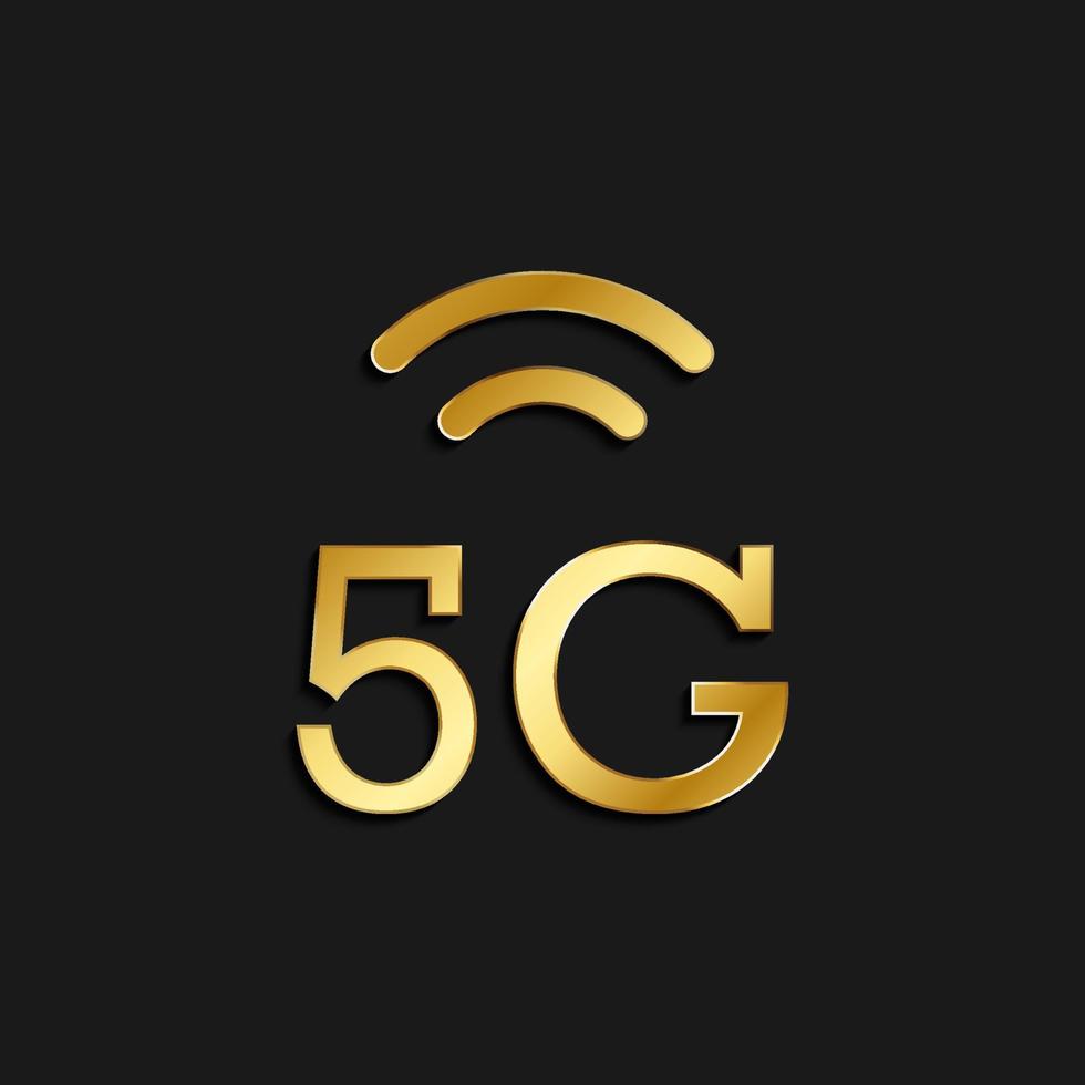 5g, señal oro icono. vector ilustración de dorado estilo icono en oscuro antecedentes