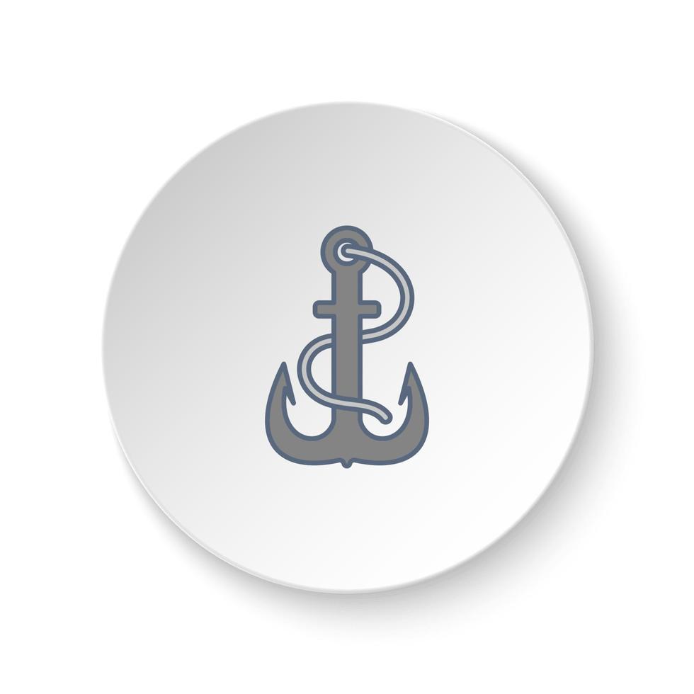 Round button for web icon, anchor. Button banner round, badge interface for application illustration on white background vector