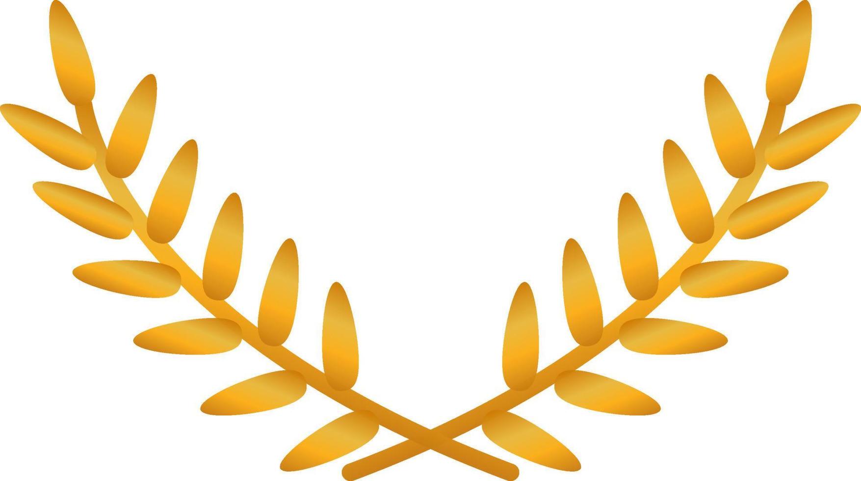 Laurel wreath. Gold award icon or sign isolated on dark background. Vector illustration.