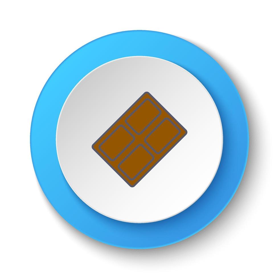 Round button for web icon, chocolate . Button banner round, badge interface for application illustration on white background vector
