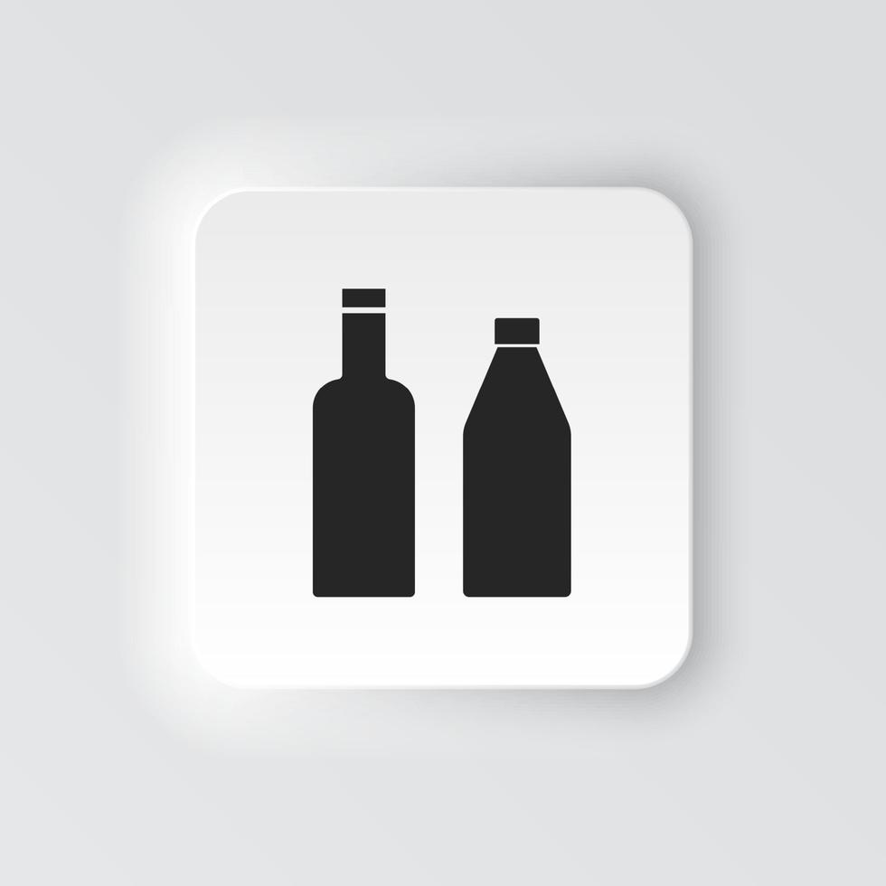 rectángulo botón icono botellas botón bandera rectángulo Insignia interfaz para solicitud ilustración en neomórfico estilo en blanco antecedentes vector