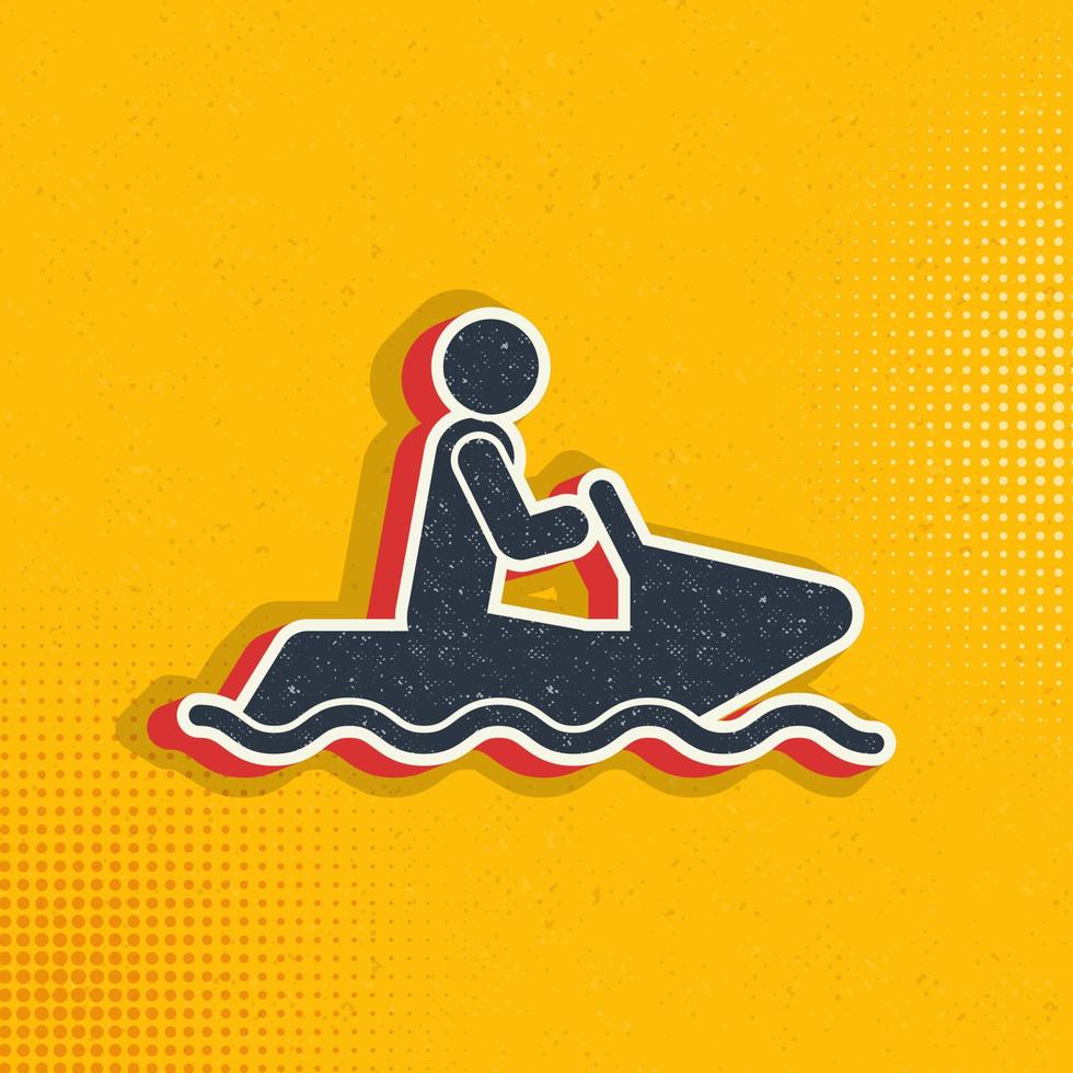 Snow motorbike pop art, retro icon. Vector illustration of pop art style on retro background