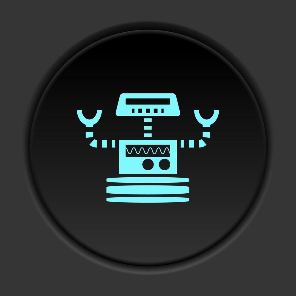 oscuro botón icono robot tecnología. botón bandera redondo Insignia interfaz para solicitud ilustración en oscurecer antecedentes vector