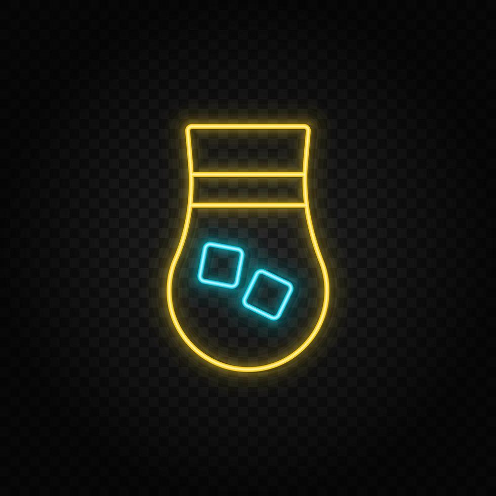 alcohol, cocktail, drink neon icon. Blue and yellow neon vector icon. Transparent background