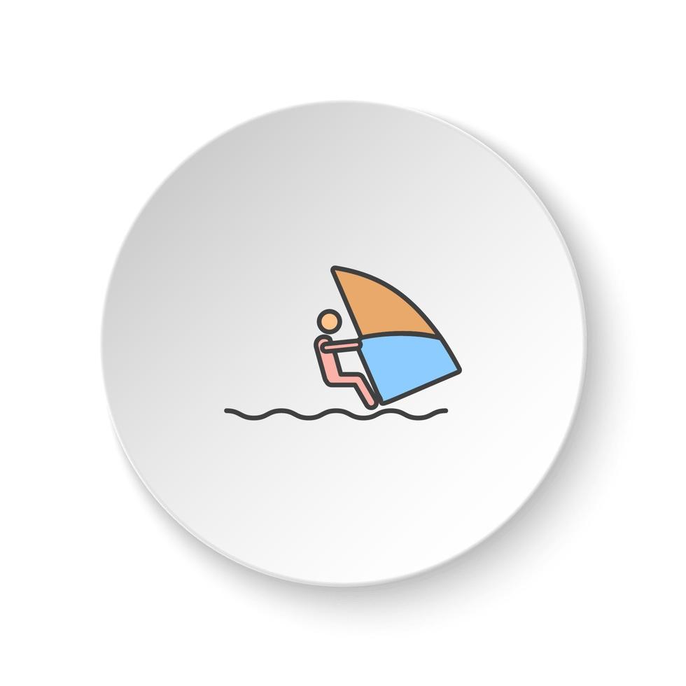 Round button for web icon, Windsurf sea. Button banner round, badge interface for application illustration on white background vector
