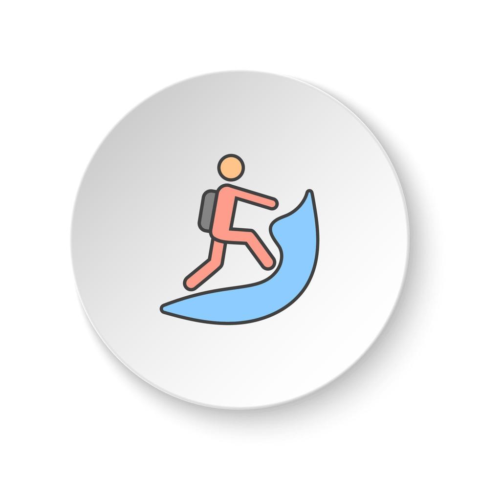 Round button for web icon, Mountain, man. Button banner round, badge interface for application illustration on white background vector