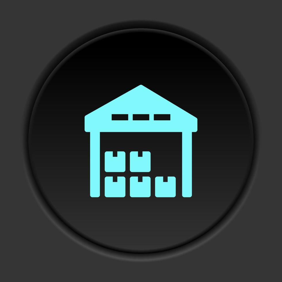 Dark button icon Mass production warehouse. Button banner round badge interface for application illustration on darken background vector
