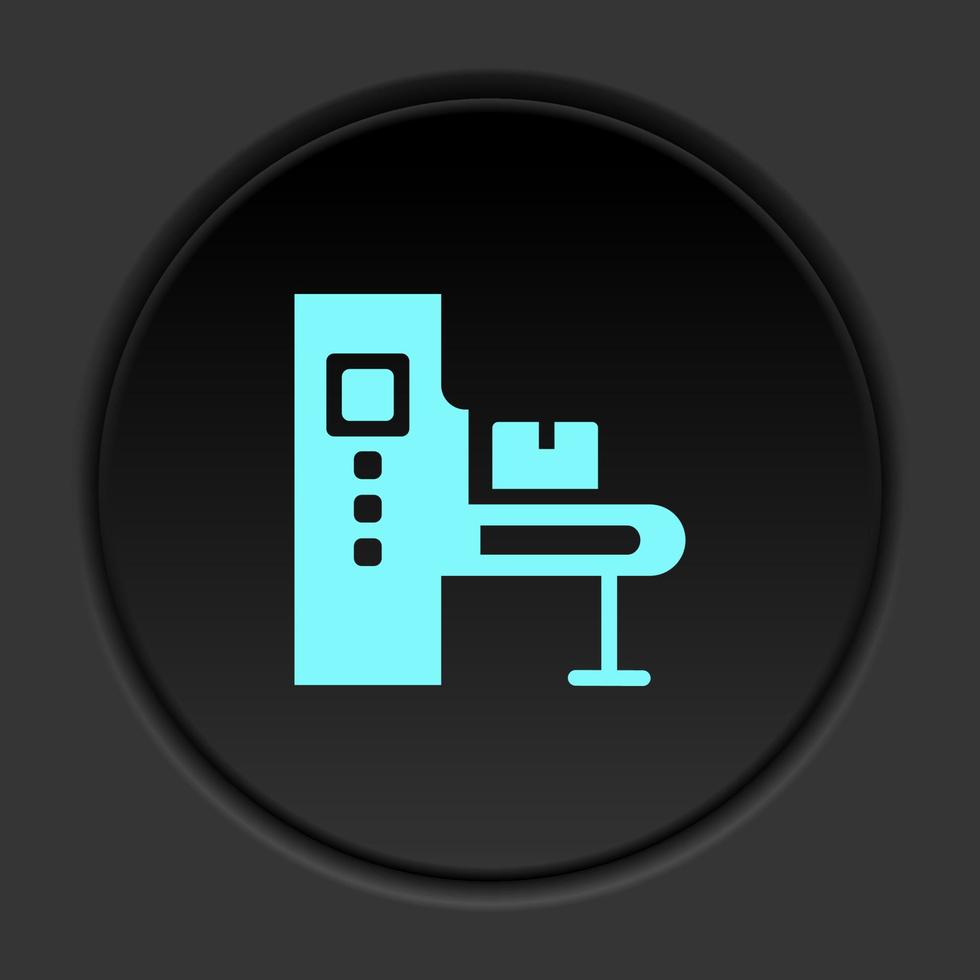 Dark button icon Mass production conveyor. Button banner round badge interface for application illustration on darken background vector
