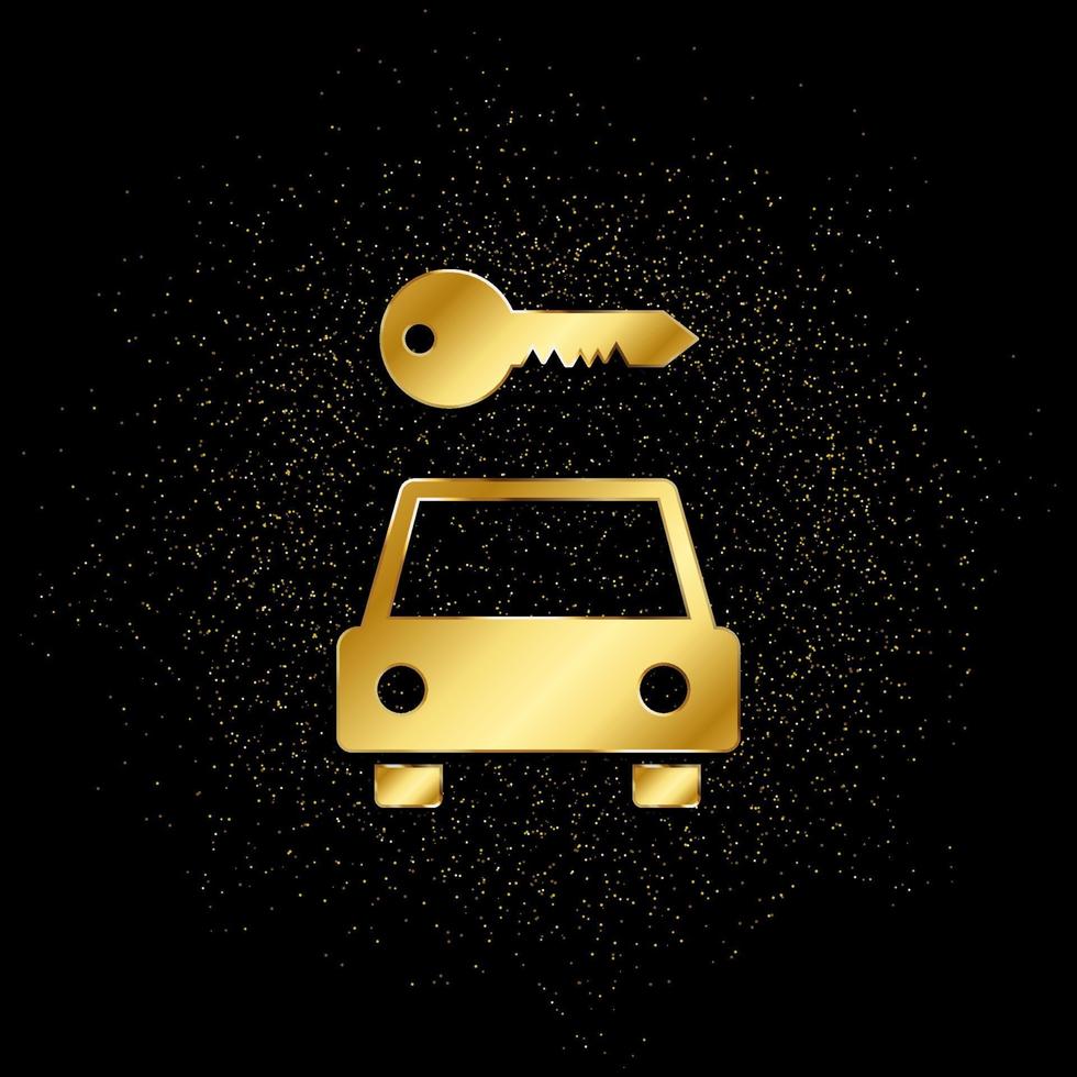 Car, key gold, icon. Vector illustration of golden particle on gold vector background