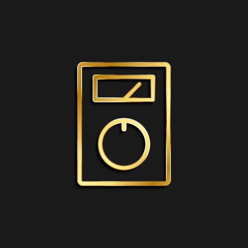 multimeter, tester, voltmeter gold icon. Vector illustration of golden dark background .