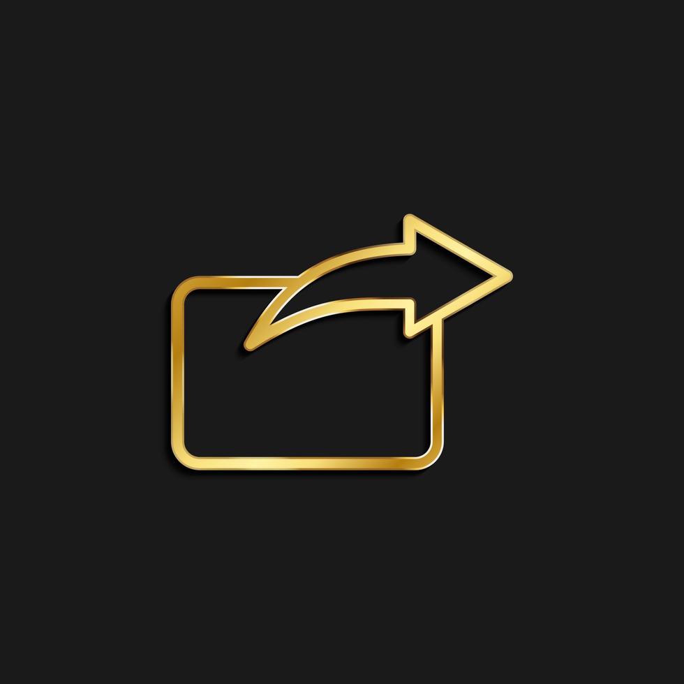 send, share gold icon. Vector illustration of golden icon on dark background