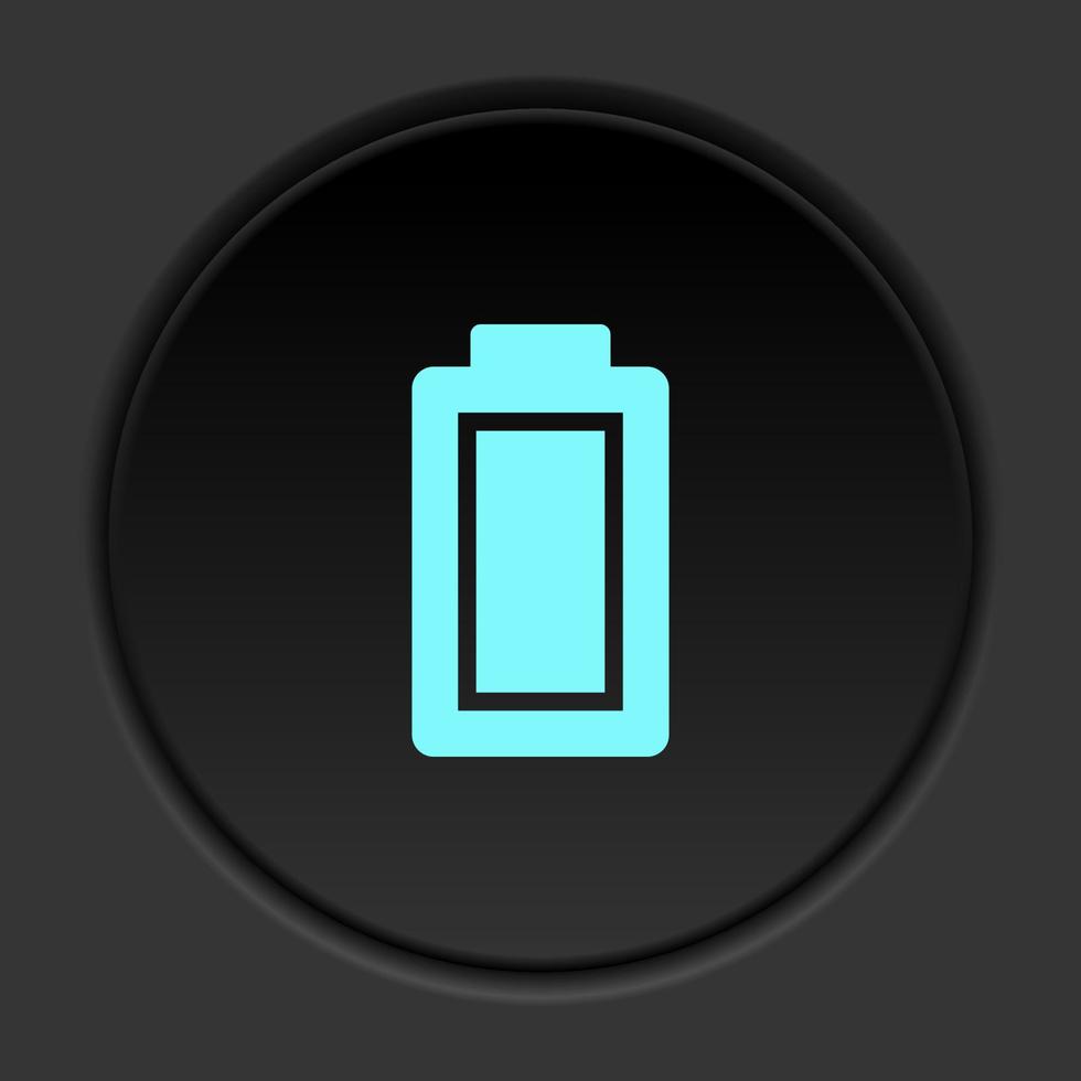 Dark button icon battery. Button banner round badge interface for application illustration on darken background vector