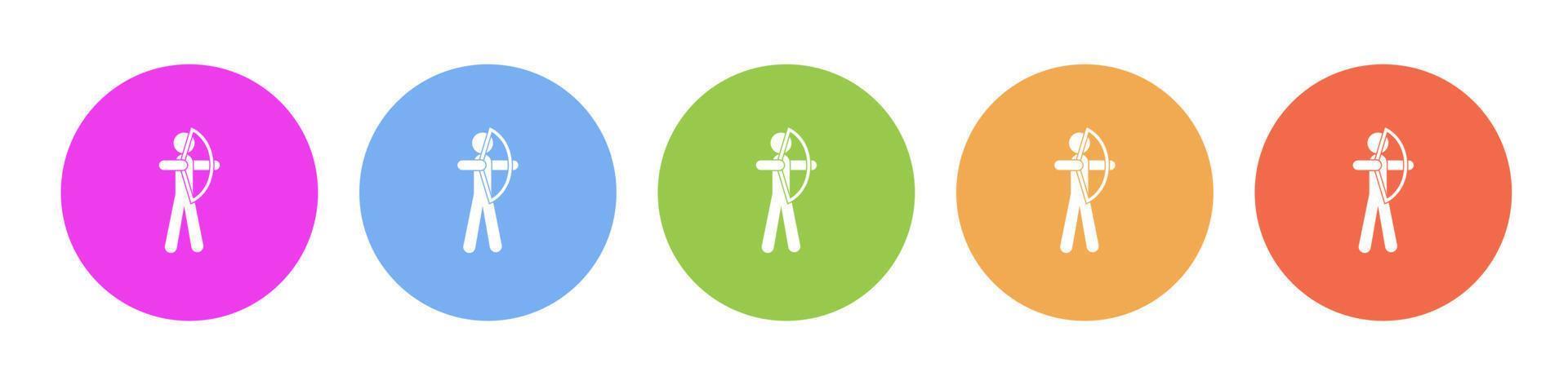 Multi colored flat icons on round backgrounds. Archer multicolor circle vector icon on white background