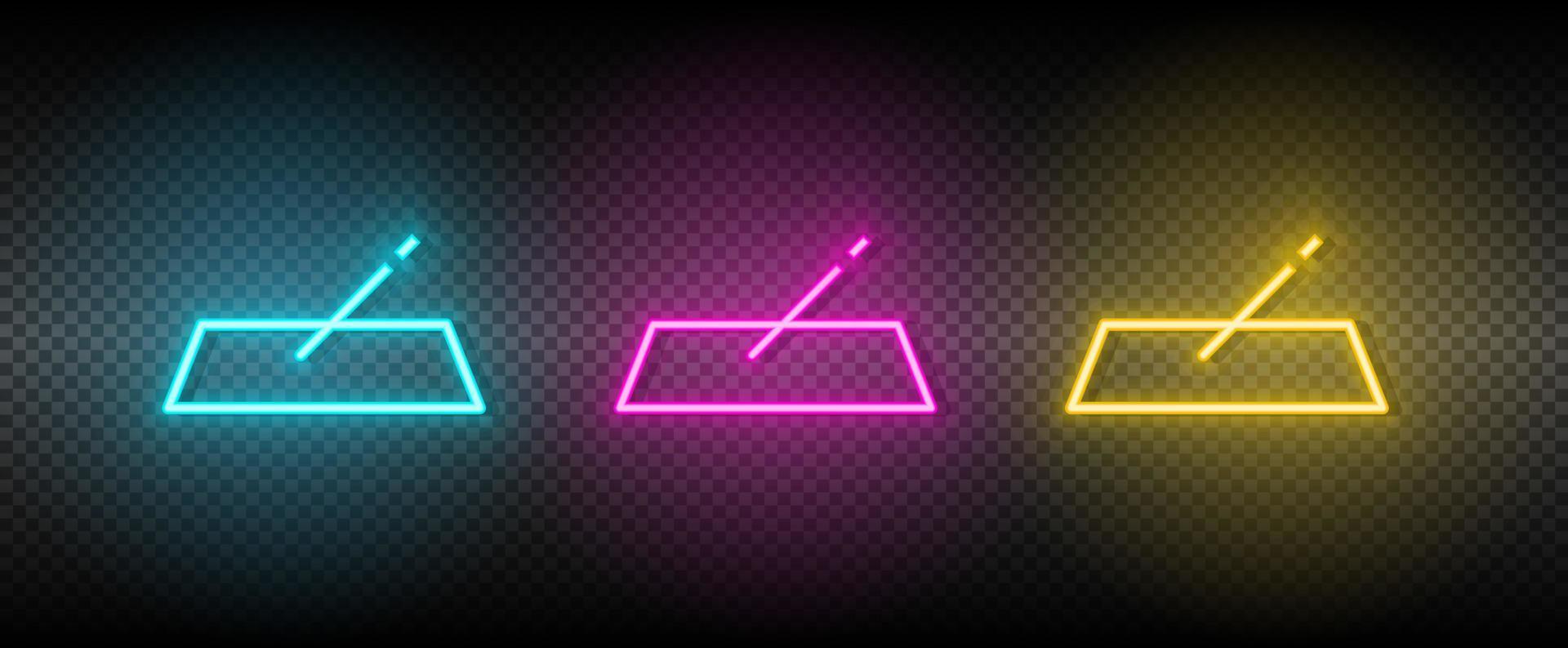 fill, form vector icon yellow, pink, blue neon set. Tools vector icon on dark transparency background