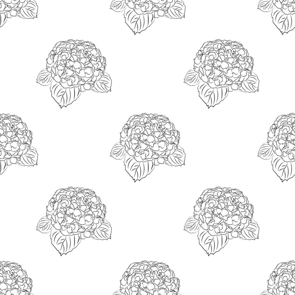 Seamless white abstract floral background with black line flowers. Line art vector floral background. Botanical textile