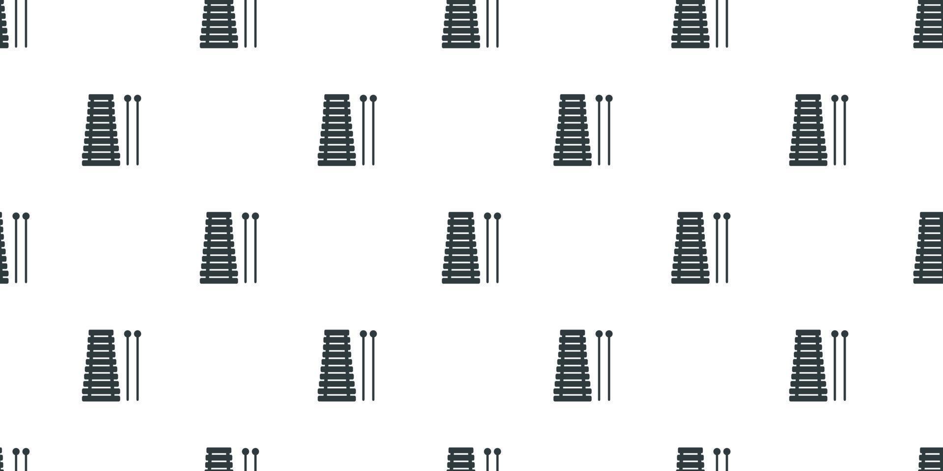 Vector flat hand drawn seamless geometric pattern with xylophone