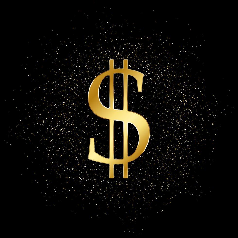 Dollar gold, icon. Vector illustration of golden particle on gold vector background