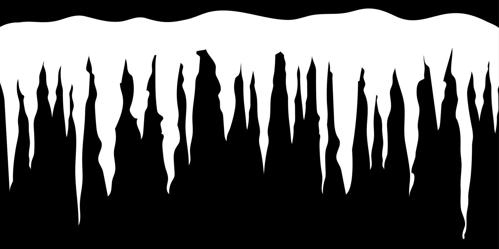 Snow caps, snowball and snowdrifts for Winter decoration. Cartoon Snowy elements design on black background. Vector Illustration