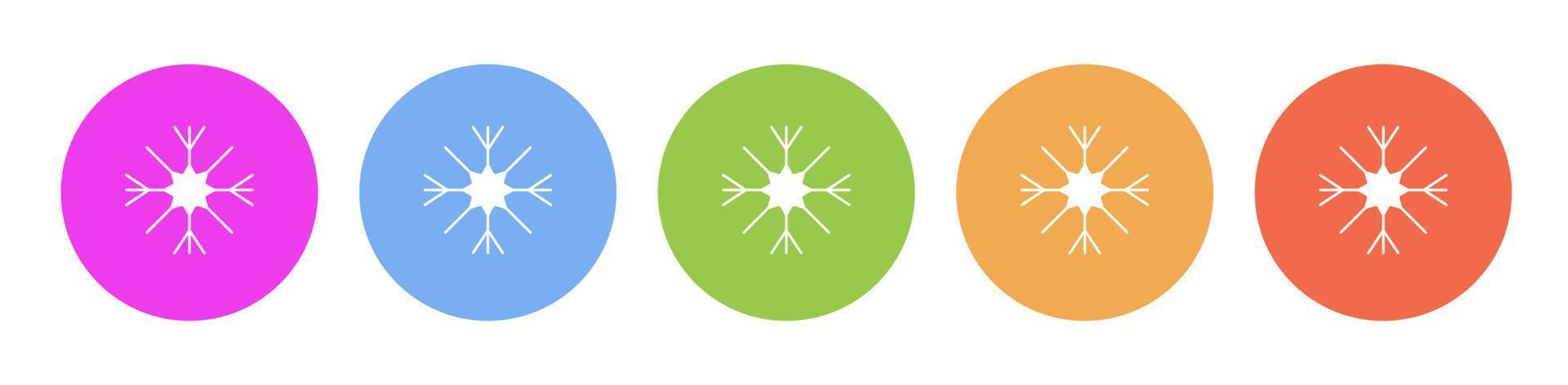 Multi colored flat icons on round backgrounds. Snow multicolor circle vector icon on white background