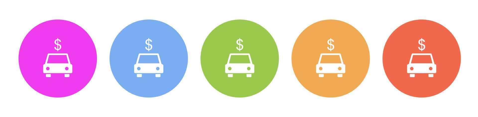Multi colored flat icons on round backgrounds. Car, dollar multicolor circle vector icon on white background