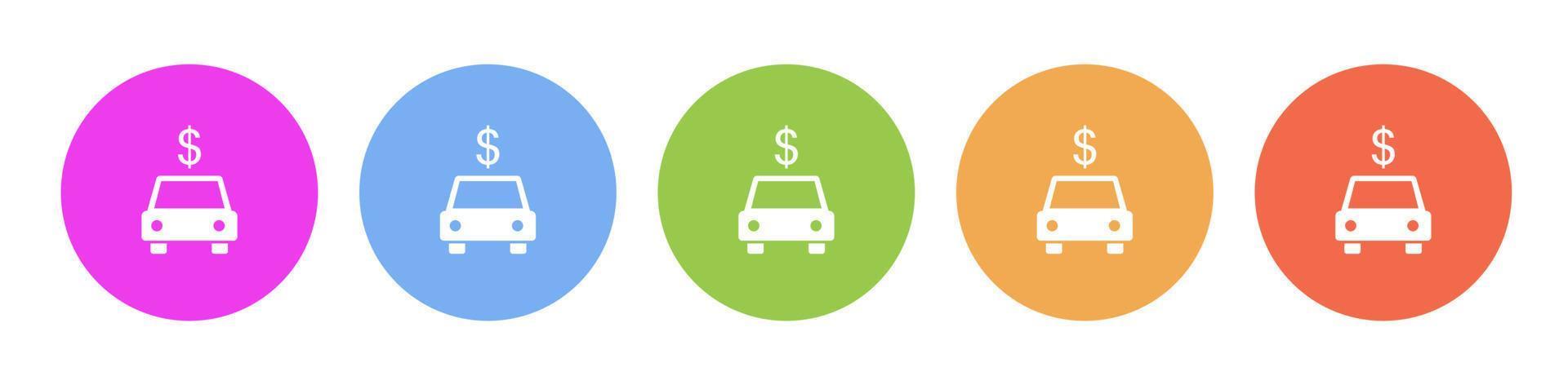 Multi colored flat icons on round backgrounds. Car, dollar multicolor circle vector icon on white background